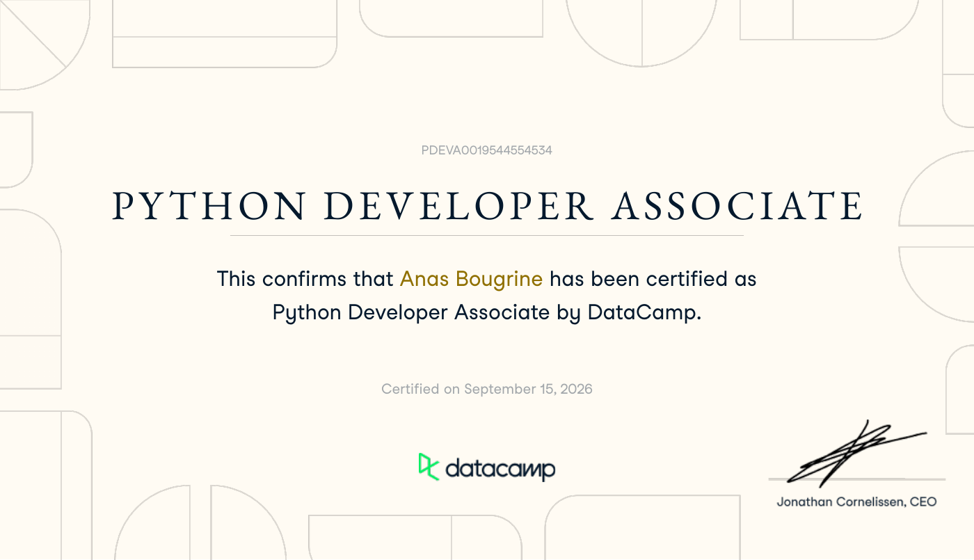 Python Developer Associate certificate