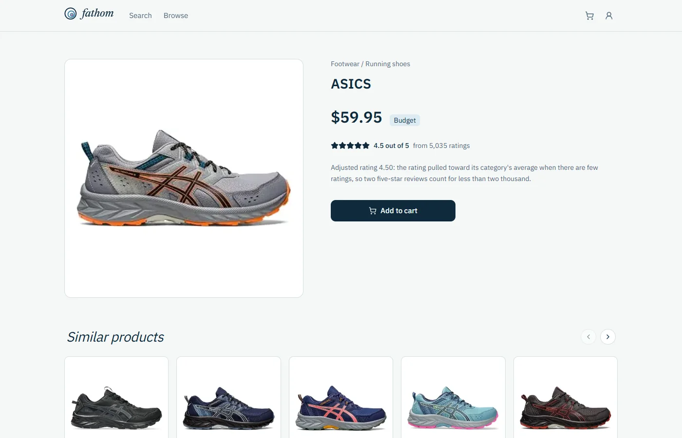 Fathom: product page with similar products